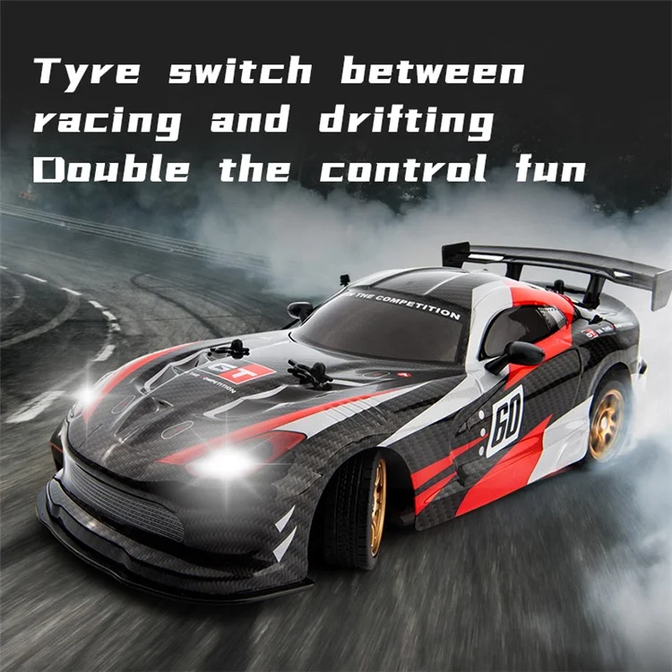 JJRC Q116 1/16 16 Km/h Dodge Drifting Car 2.4GHz 4WD RC Racing Car avec Éclairage Avant/Arrière - Noir