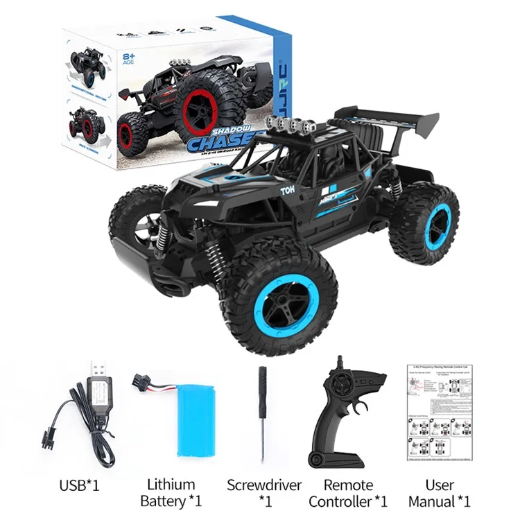 JJRC Q102 2.4G Truccante a Telecomando a Largo di Controllo a Fondo Racing ad Alta Velocità a Due Ruote Motroniche Resistenza al Crash Del Veicolo Fuoristrada RC Auto Giocattolo - Nero / Rosso