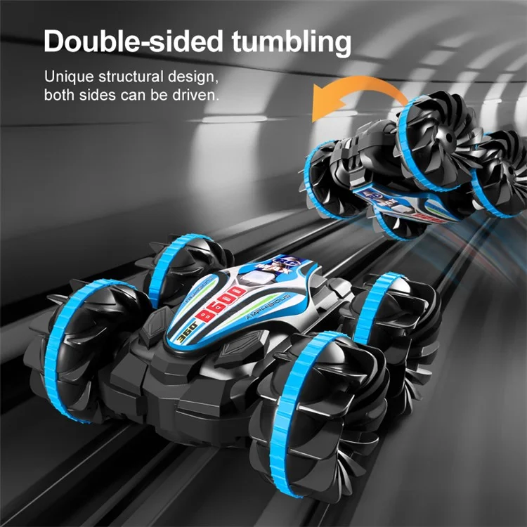 CV-B600 Amphibious Remote Control Car Double-sided Flip Driving Drift 2.4 GHz RC Stunt Car Vehicle Boat Beach Toy - Blue