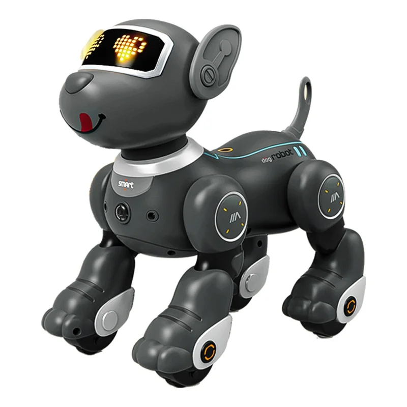 BG1536 Kids 2.4G Remote Control Dog RC Robotic Stunt Puppy Voice Control Toy Electronic Pet Dancing Programmable Robot - Black