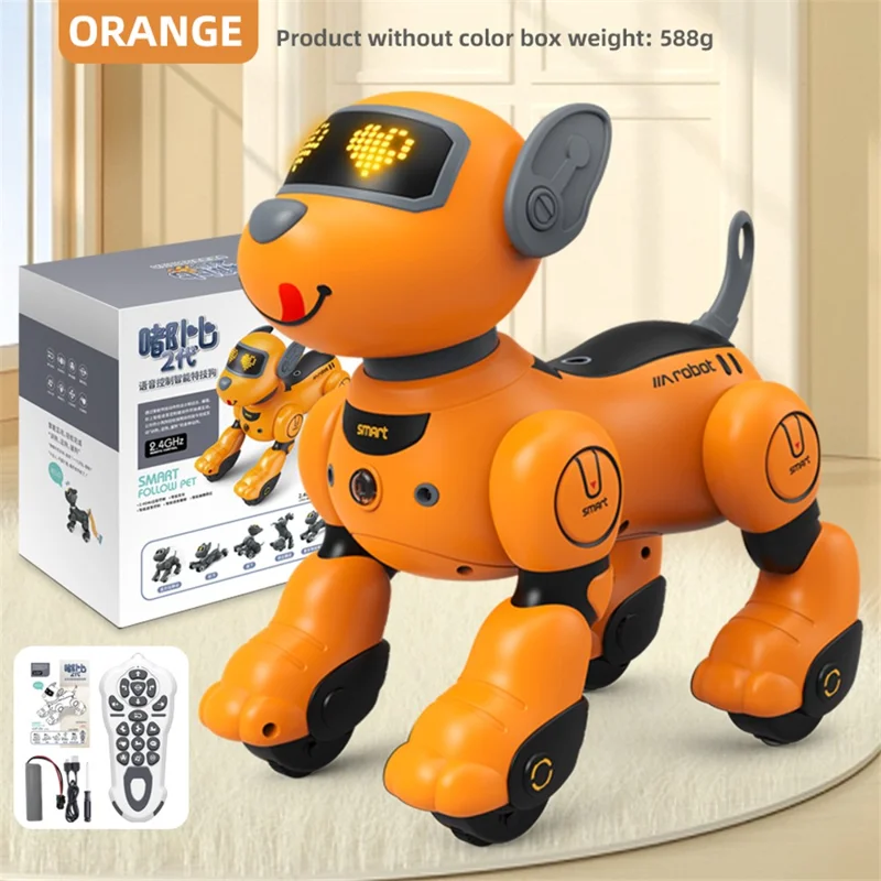 BG1536 Kids 2.4G Remote Control Dog RC Robotic Stunt Puppy Voice Control Toy Electronic Pet Dancing Programmable Robot - Black