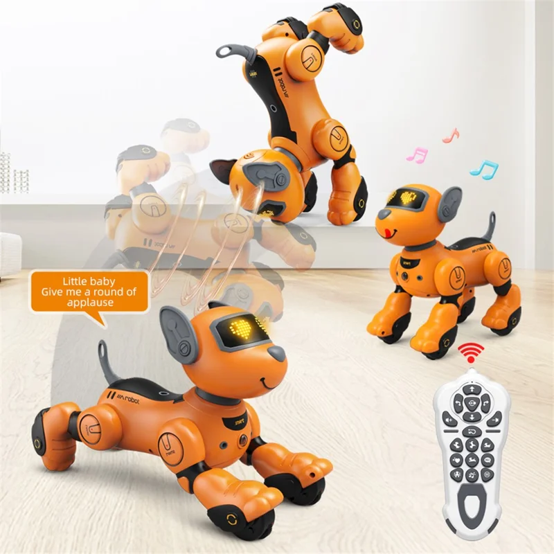BG1536 Kids 2.4G Remote Control Dog RC Robotic Stunt Puppy Voice Control Toy Electronic Pet Dancing Programmable Robot - Black