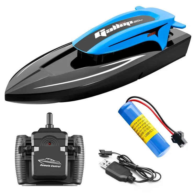 816 Crianças RC Barco Veloz 2.4Ghz Barco de Controle Remoto de Alta Velocidade Brinquedo Aquático com Luz LED, 1 Bateria - Azul 