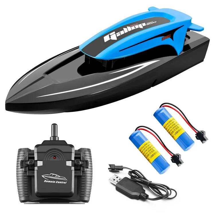 816 2.4Ghz RC Speedboat Children High Speed Remote Control Boat Water Toy with LED Light, 2 Batteries - Blue