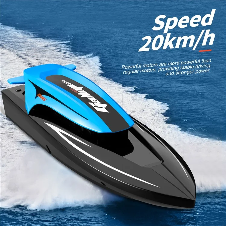 816 2.4Ghz RC Speedboat Children High Speed Remote Control Boat Water Toy with LED Light, 2 Batteries - Red