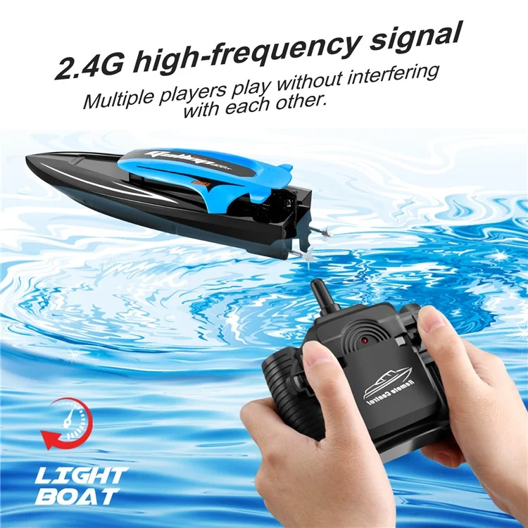 816 2.4Ghz RC Speedboat Children High Speed Remote Control Boat Water Toy with LED Light, 2 Batteries - Red
