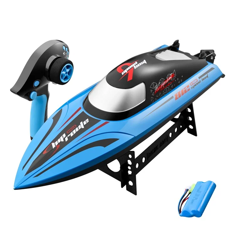 812 2.4Ghz Bateau télécommandé haute vitesse Imperméable à l'eau Jouet nautique pour enfants, 1 Batterie - Bleu 