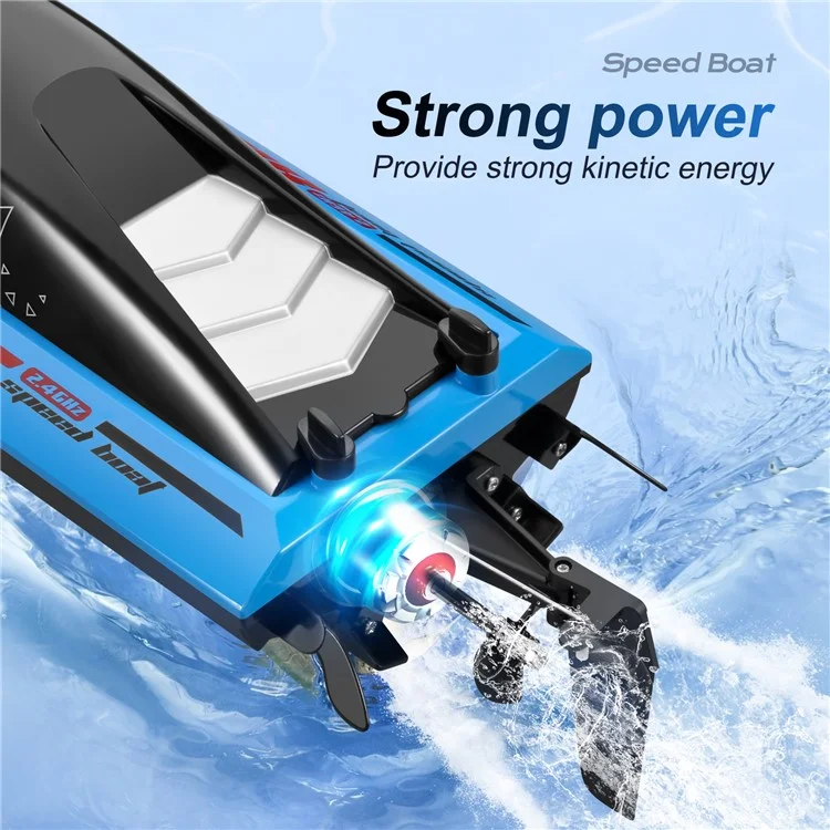 812 2.4Ghz Bateau télécommandé haute vitesse Imperméable à l'eau Jouet nautique pour enfants, 1 Batterie - Bleu 