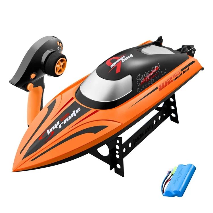 812 2.4Ghz High Speed RC Speedboat Waterproof Remote Control Boat Kids Water Toy, 1 Battery - Orange