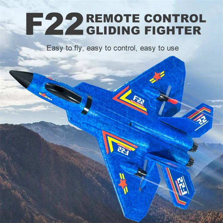 F22(HW32) Trixenie EPP Foam RC Airplane Aerodynamics Gliding Aircraft Toy with LED Night Light, Dual Batteries - Blue