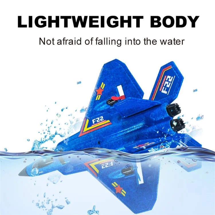 F22(HW32) Trixenie EPP Foam RC Airplane Aerodynamics Gliding Aircraft Toy with LED Night Light, Dual Batteries - Blue