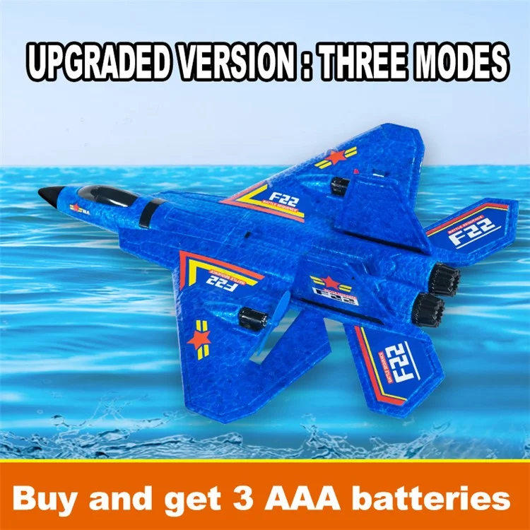 F22(HW32) Trixenie EPP Foam RC Airplane Aerodynamics Gliding Aircraft Toy with LED Night Light, Dual Batteries - Blue