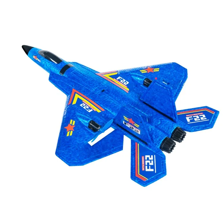 F22(HW32) Trixenie EPP Foam RC Airplane Aerodynamics Gliding Aircraft Toy with LED Night Light, Dual Batteries - Blue