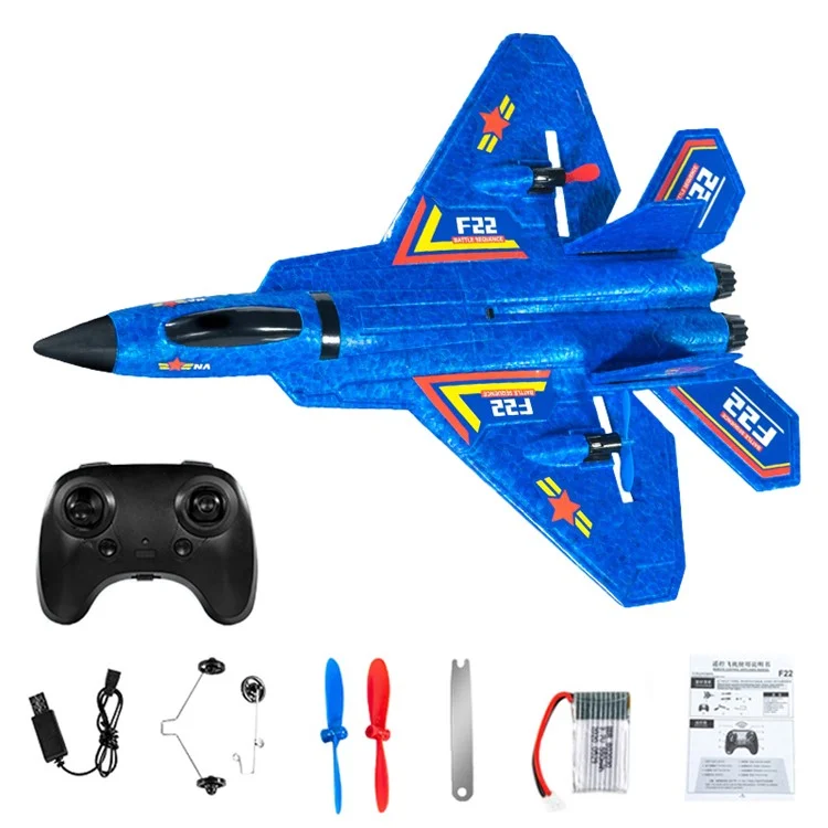 F22(HW32) Avion RC en Mousse EPP avec Éclairage LED de Nuit, Batterie Unique - Bleu 