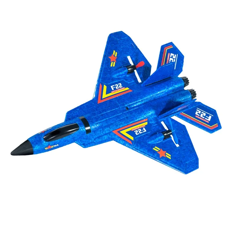 F22(HW32) Avion RC en Mousse EPP avec Éclairage LED de Nuit, Batterie Unique - Bleu 