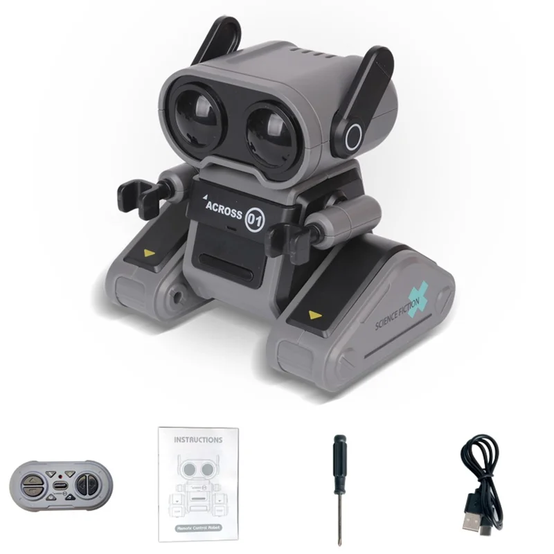 JYX01 2.4G Remote Control Driving Robot Smart RC Robot Kids Toy with Music and Light - Grey+Black