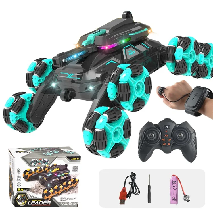 YL-86 2.4G Macchina radiocomandata per acrobazie per bambini di età superiore a 6 anni, con due modalità di controllo, auto da drift fuoristrada con luci a LED - Verde 