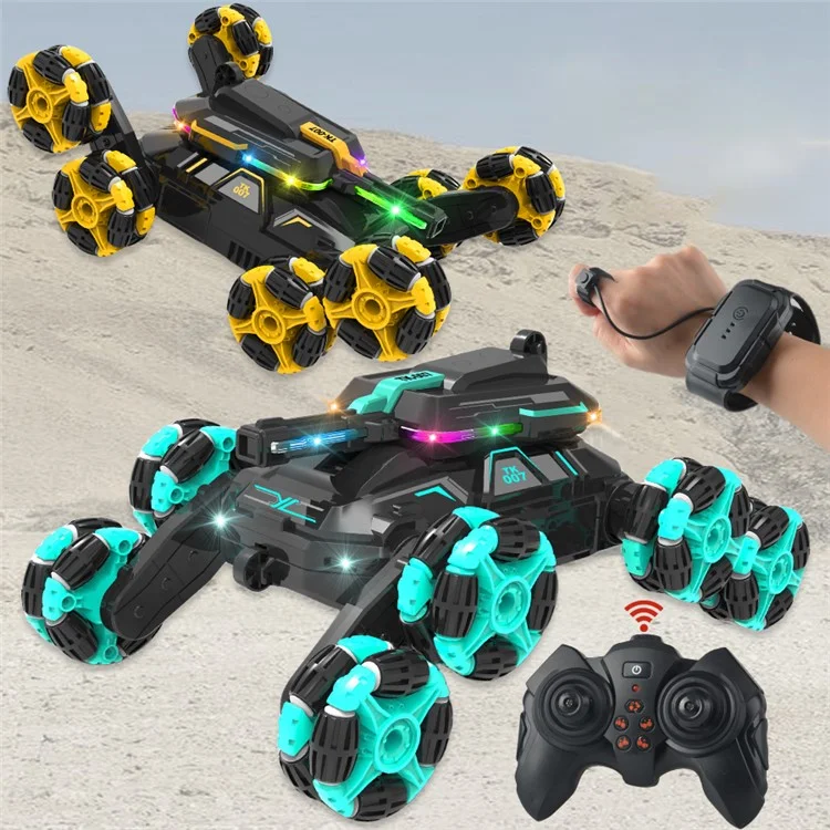 YL-86 2.4G Macchina radiocomandata per acrobazie per bambini di età superiore a 6 anni, con due modalità di controllo, auto da drift fuoristrada con luci a LED - Verde 