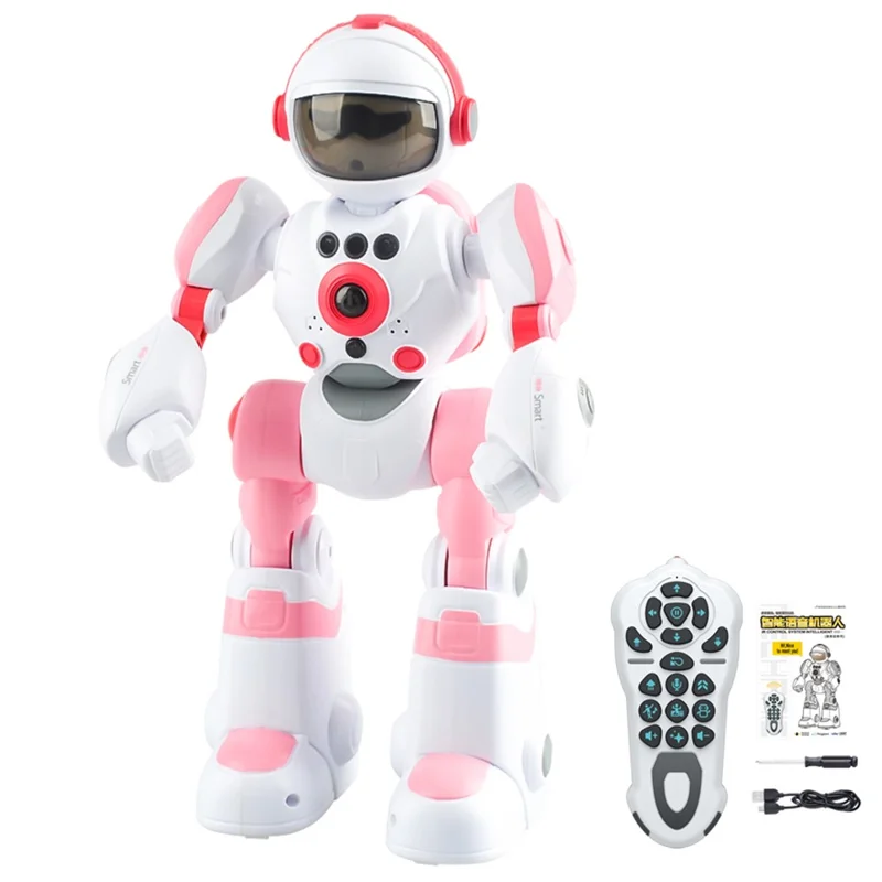 BG1538 RC Dancing Robot AI Smart Voice Robot Model Toys Support Remote Programming, Gesture Sensor - Pink