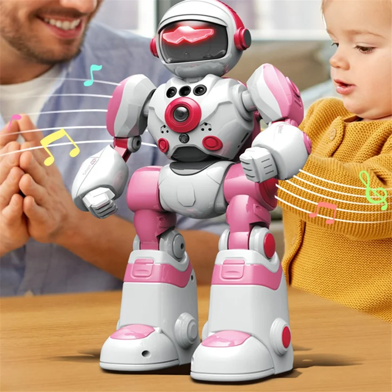 BG1538 RC Dancing Robot AI Smart Voice Robot Model Toys Support Remote Programming, Gesture Sensor - Pink