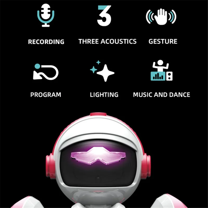BG1538 RC Dancing Robot AI Smart Voice Robot Model Toys Support Remote Programming, Gesture Sensor - Pink