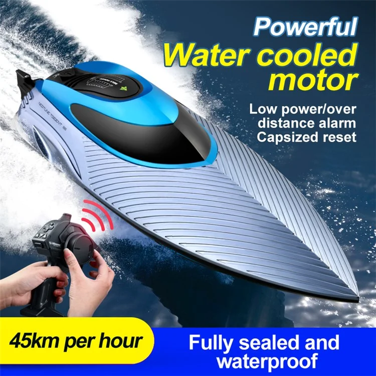 4DRC S3 RC Speedboat 2.4Ghz High Speed Kids Remote Control Boat Water Toy, 1 Battery - Silver