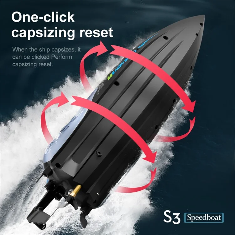 4DRC S3 RC Speedboat 2.4Ghz High Speed Kids Remote Control Boat Water Toy, 1 Battery - Silver