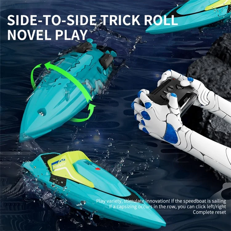 4DRC S5 Mini Barco elétrico de controle remoto com hélice dupla Brinquedo de água para crianças Barco de manobras - Azul 