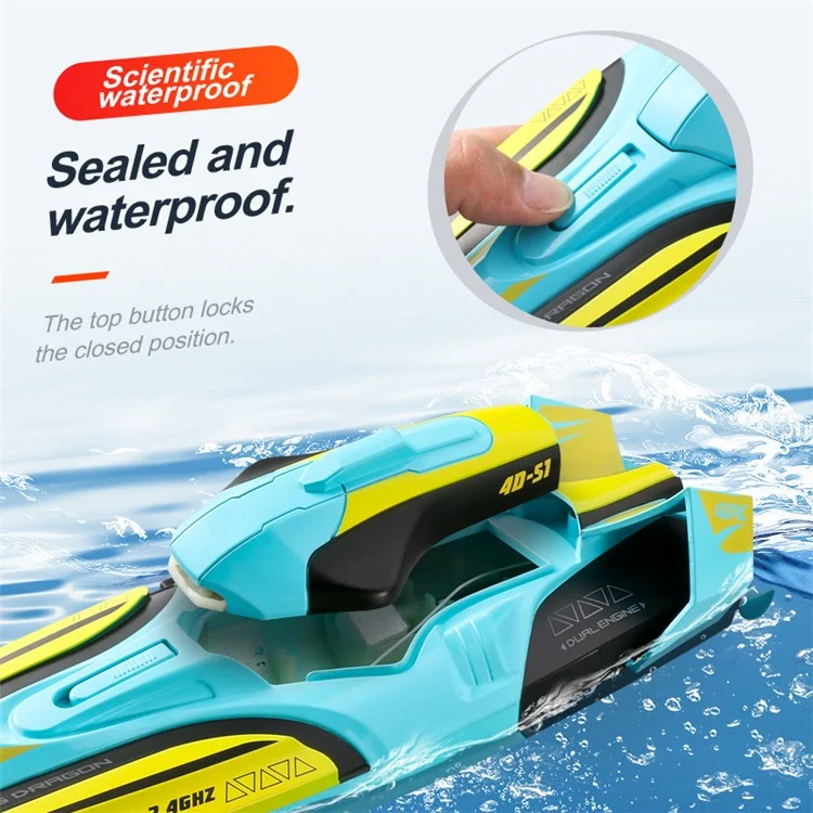 4DRC 4D-S1 High-Speed 2.4G RC Boat Water Speedboat, Dual Batteries - Green