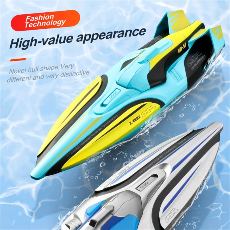 4DRC 4D-S1 High-Speed 2.4G RC Boat Water Speedboat, Dual Batteries - Green