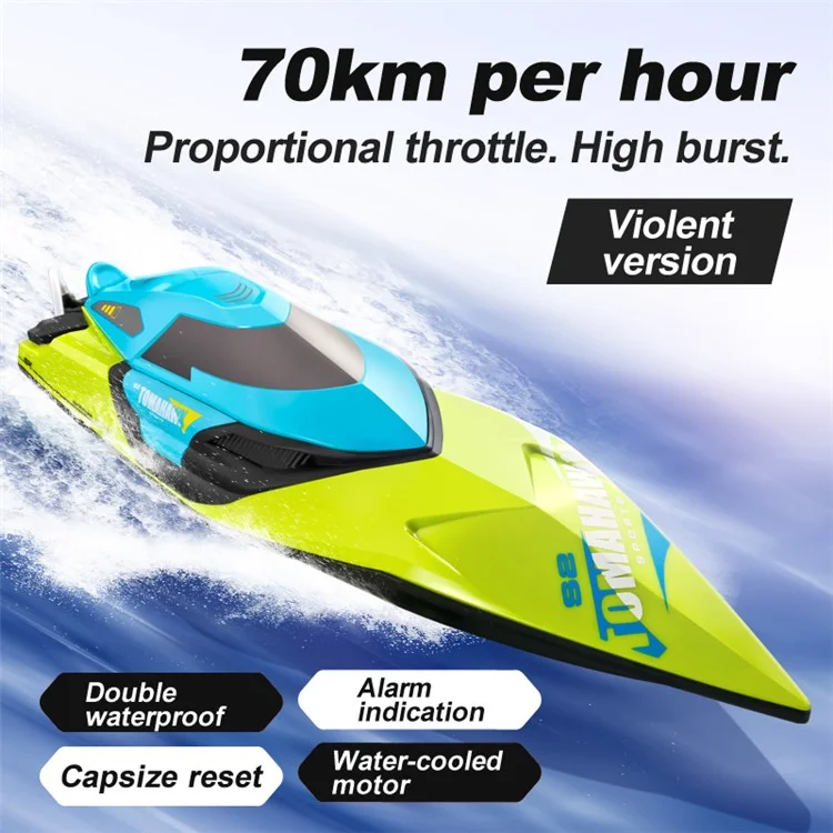4DRC S2 70Km / h High-Speed RC Boat LED Light Effect Speedboat Toy, Single Battery - Blue