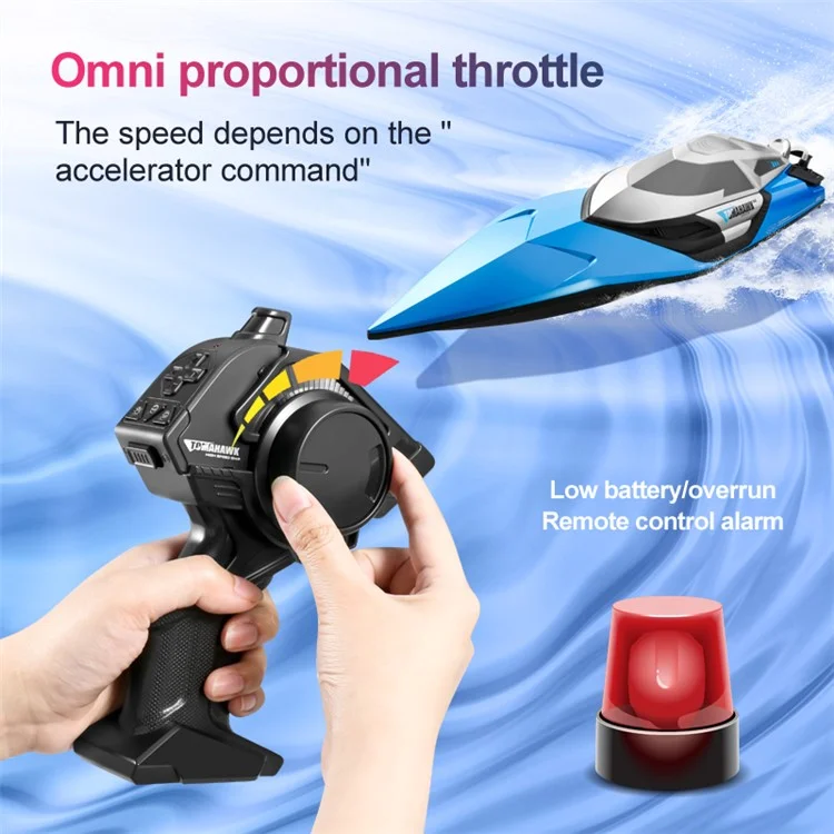 4DRC S2 70Km / h High-Speed RC Boat LED Light Effect Speedboat Toy, Single Battery - Blue