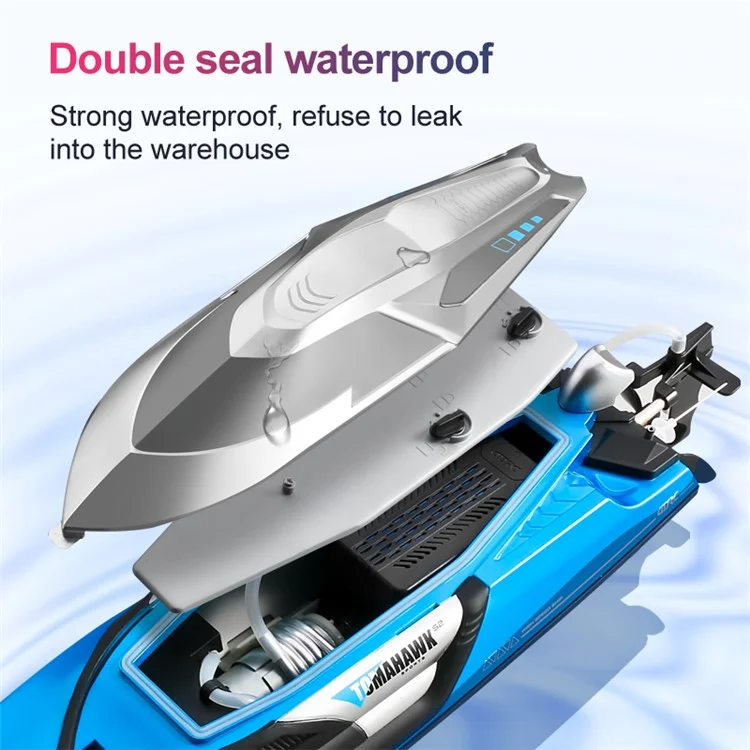 4DRC S2 70Km / h High-Speed RC Boat LED Light Effect Speedboat Toy, Single Battery - Blue