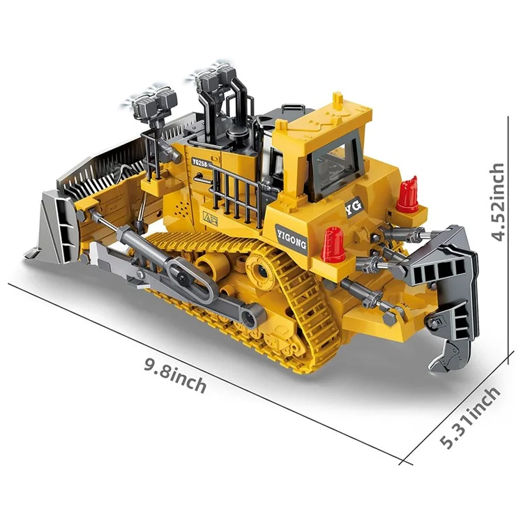 Juguete de Vehículo de Control Remoto Bulldozer de 9 Canales para Niños con Efecto de Sonido y Luz