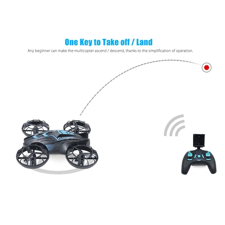 515W 2.4G 4-Axis 360 Degree Rollover RC Drone with WiFi 2MP Camera and LED Light - Black + Blue
