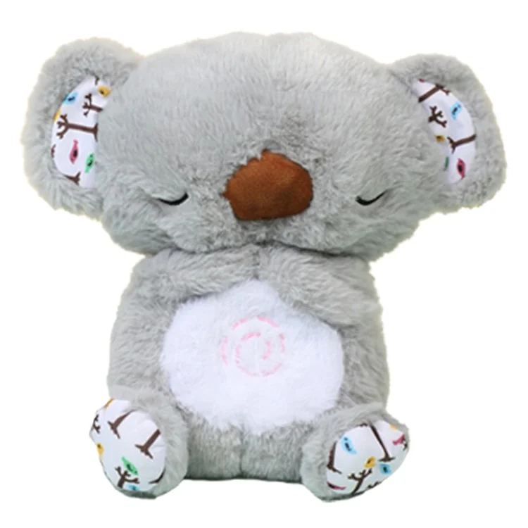 Bambola di peluche a forma di animale, compagno rassicurante per bambini, giocattolo morbido imbottito con musica e luce - Koala grigio