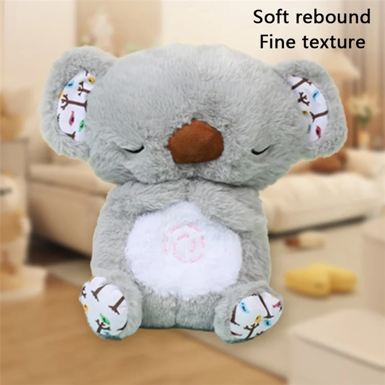 Bambola di peluche a forma di animale, compagno rassicurante per bambini, giocattolo morbido imbottito con musica e luce - Koala grigio