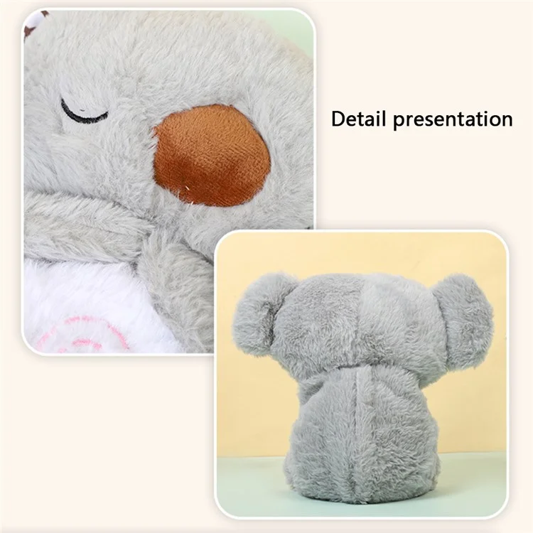 Bambola di peluche a forma di animale, compagno rassicurante per bambini, giocattolo morbido imbottito con musica e luce - Koala grigio