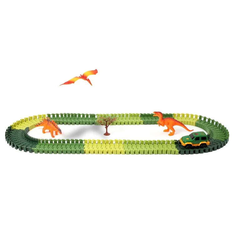 100Pcs DIY Flexible Racing Car Rail Tracks Dinosaur Models Kits Toys Gifts for Children