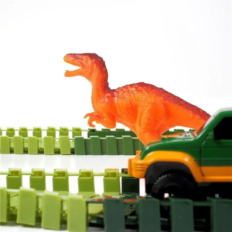 100Pcs DIY Flexible Racing Car Rail Tracks Dinosaur Models Kits Toys Gifts for Children