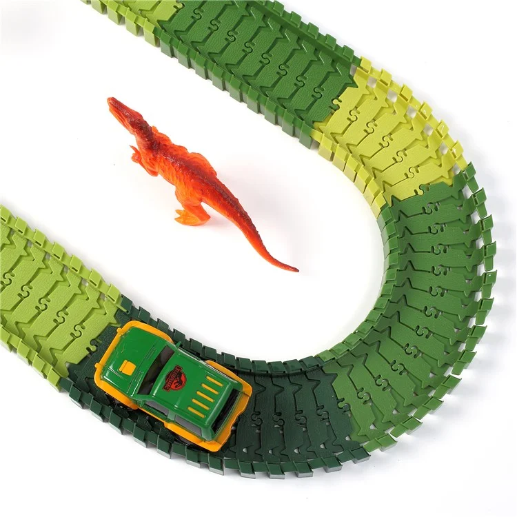 100Pcs DIY Flexible Racing Car Rail Tracks Dinosaur Models Kits Toys Gifts for Children