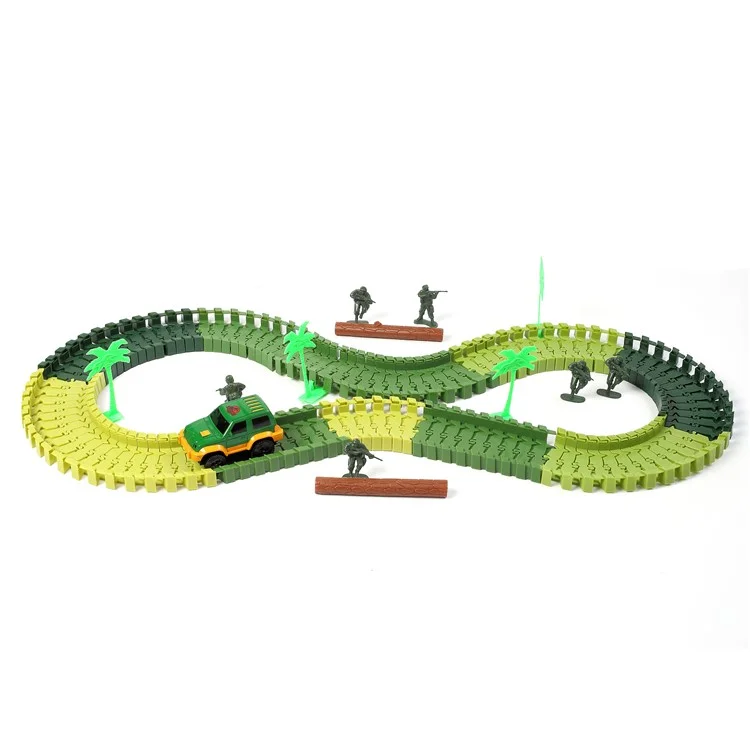 96Pcs DIY Flexible Race Car Tracks Toys Funny Military Model Tracks Set Christmas Gift for Children