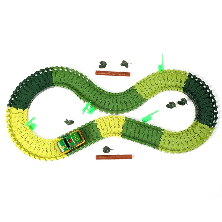 96Pcs DIY Flexible Race Car Tracks Toys Funny Military Model Tracks Set Christmas Gift for Children