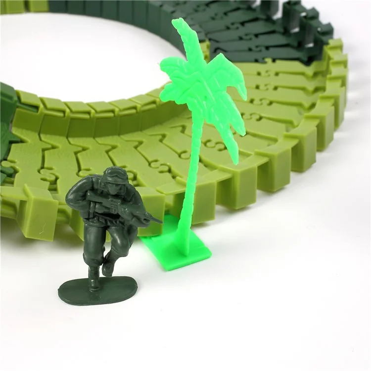 96Pcs DIY Flexible Race Car Tracks Toys Funny Military Model Tracks Set Christmas Gift for Children