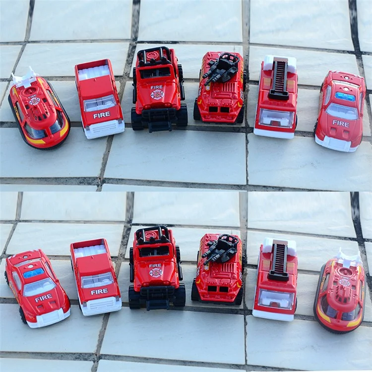 6Pcs/Set 1:64 Metal Alloy Die-cast Cars Emergency Fire Rescue Series Mini Car Toys for Children