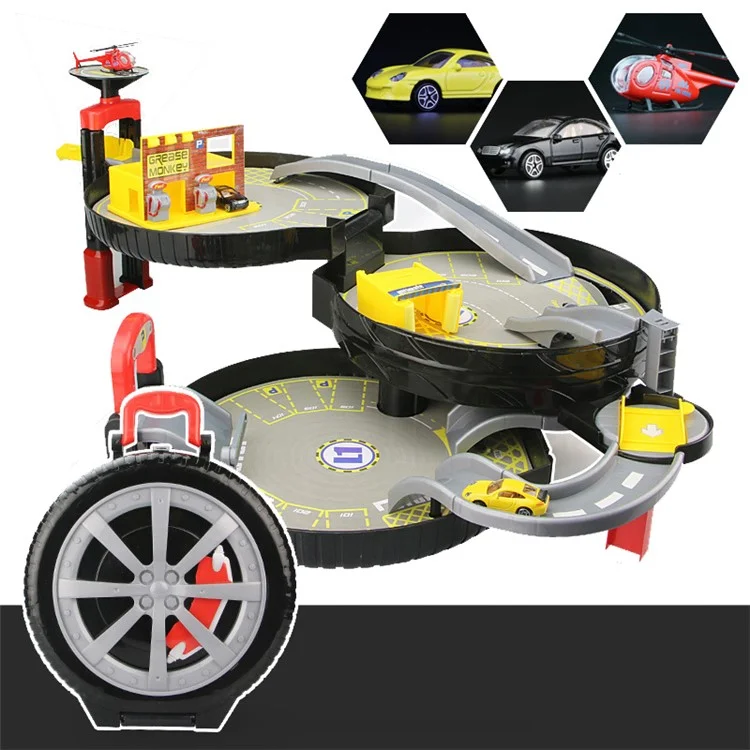 Portable 3-level Wheel Track Car Parking Assembly Car Track Toy Set
