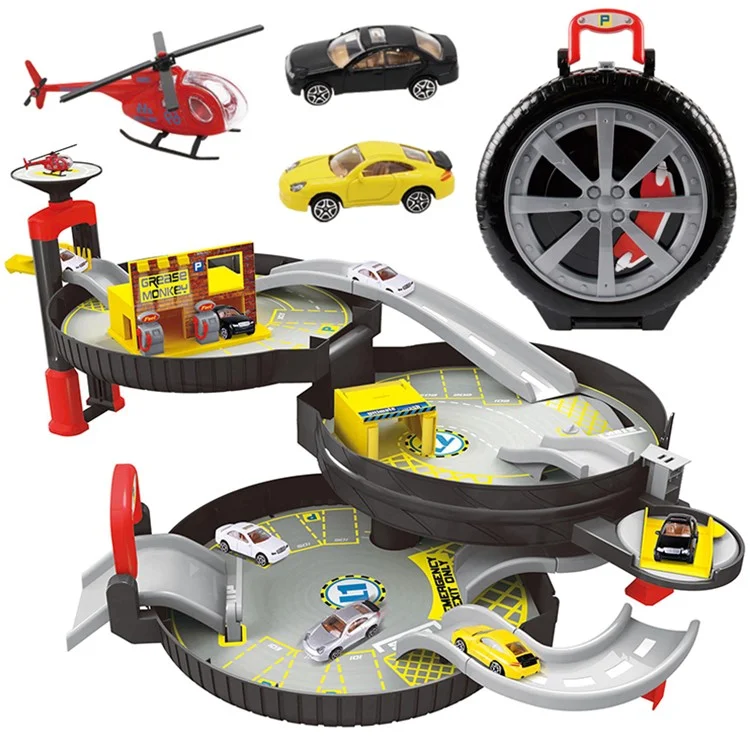 Portable 3-level Wheel Track Car Parking Assembly Car Track Toy Set