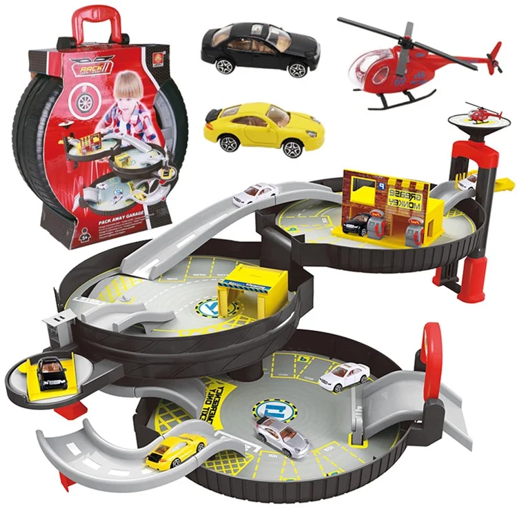 Portable 3-level Wheel Track Car Parking Assembly Car Track Toy Set