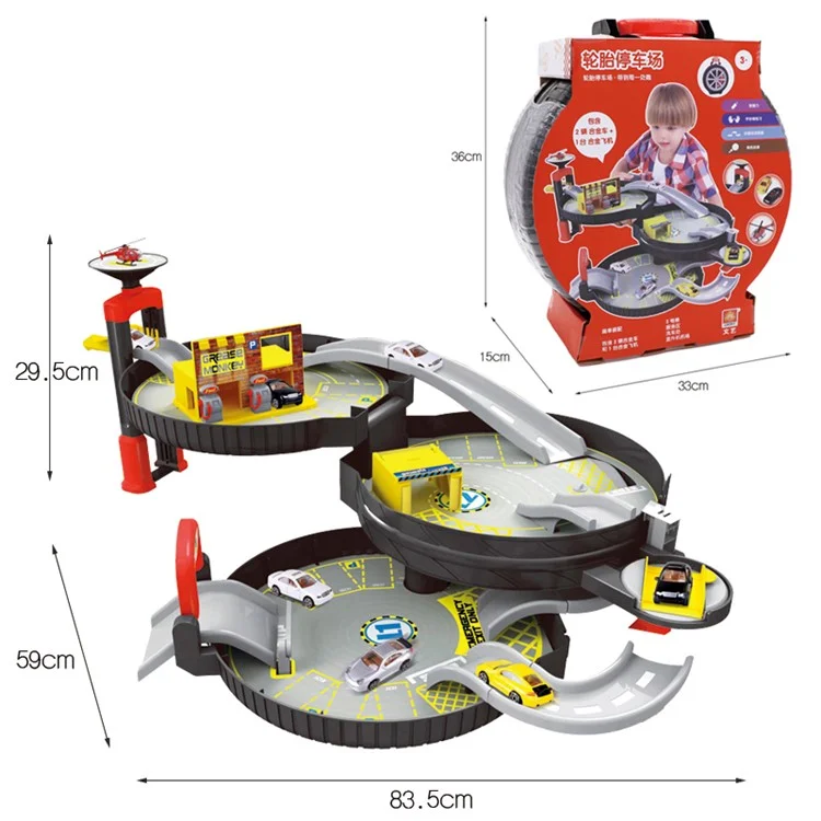 Portable 3-level Wheel Track Car Parking Assembly Car Track Toy Set