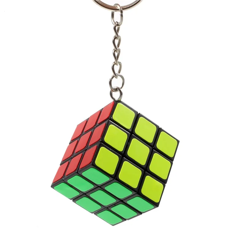 Mini 3x3x3 Rubik Magic Cube Keychain Pendant - Black Background
